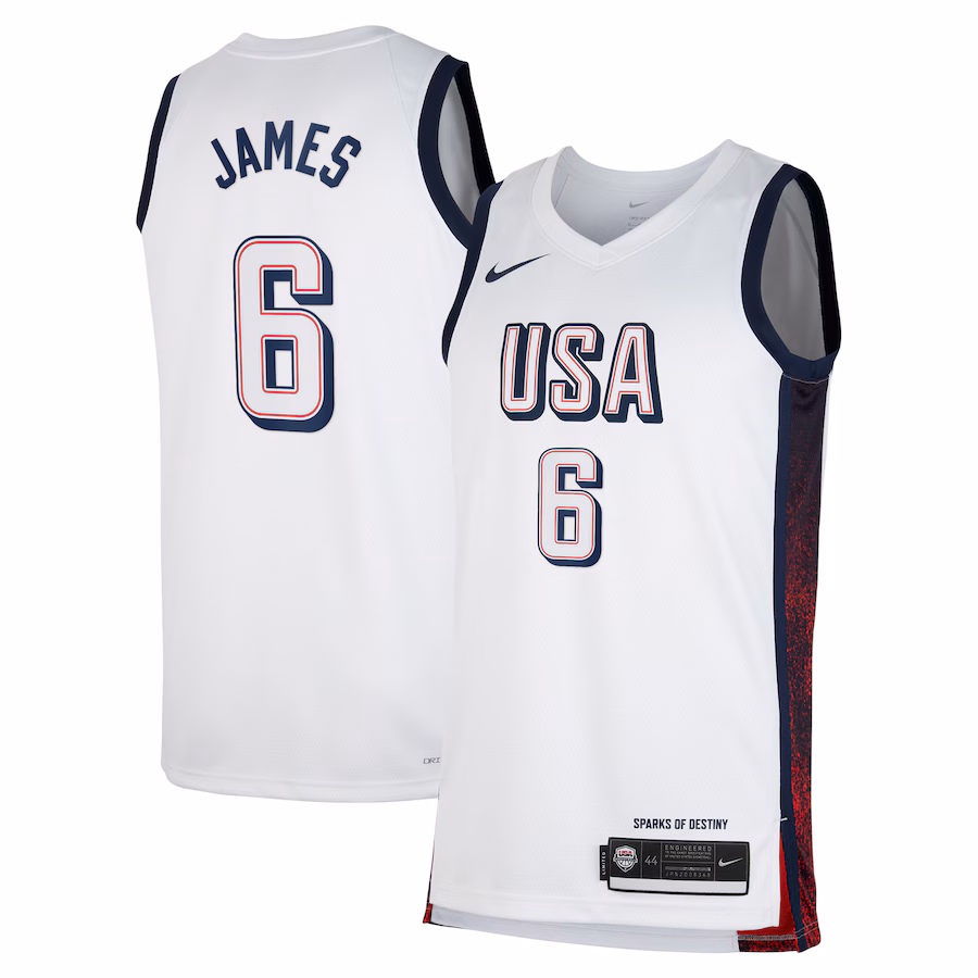 Unisex Men's USA Basketball LeBron James Nike White 2024 Swingman Player Jersey - ujerseystore