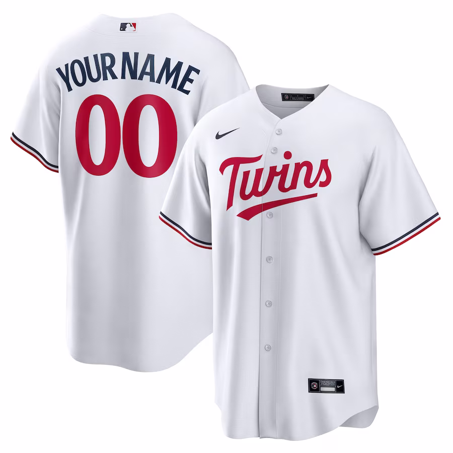 Men's Minnesota Twins Nike White Home Replica Custom Jersey - ujerseystore