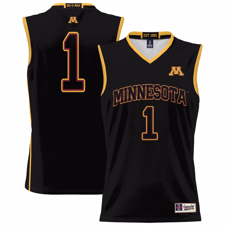 #1 Minnesota Golden Gophers GameDay Greats Unisex Lightweight Basketball Jersey - Black - ujerseystore