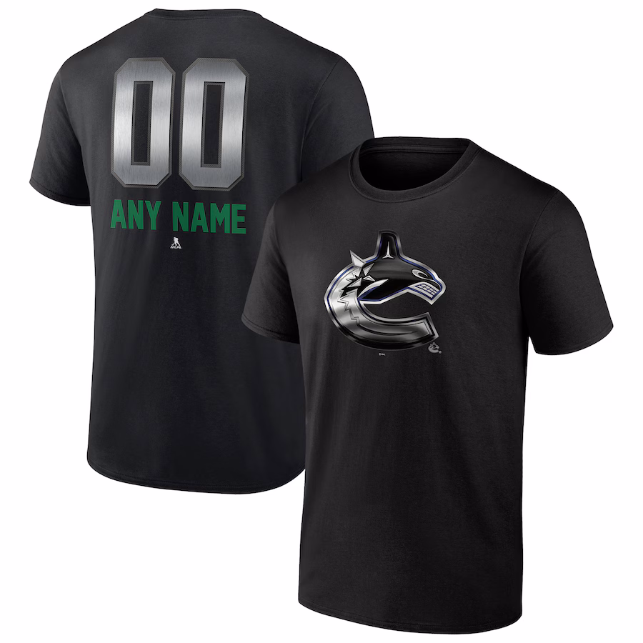 Men's Vancouver Canucks Black Personalized Midnight Mascot Logo T-Shirt - ujerseystore
