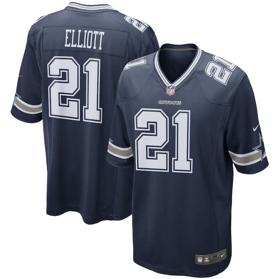 Men's Dallas Cowboys Ezekiel Elliott Nike Navy Game Team Jersey - ujerseystore