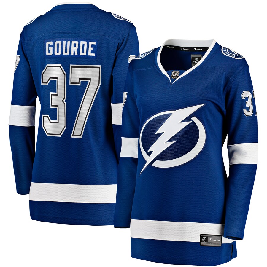 Women's Tampa Bay Lightning Yanni Gourde Fanatics Blue Home Breakaway Player Jersey - ujerseystore