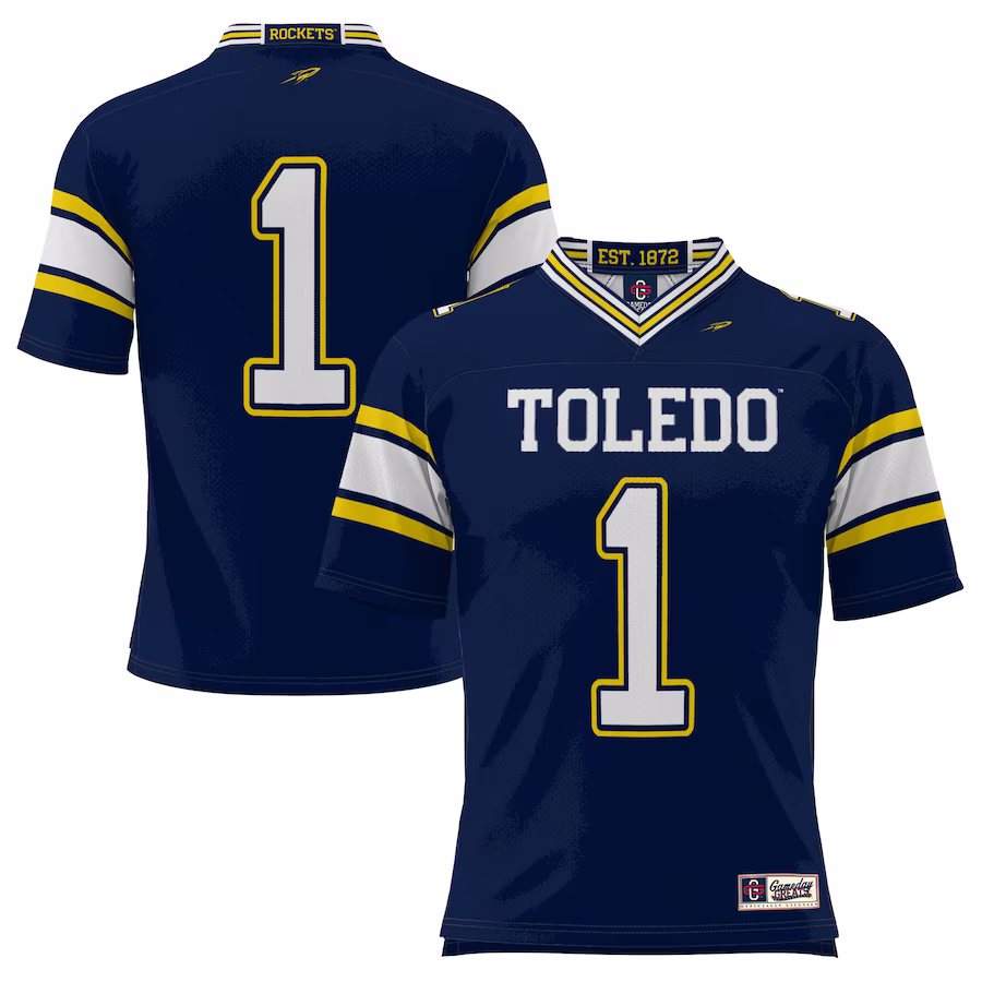 #1 Toledo Rockets GameDay Greats Endzone Football Jersey - Navy - ujerseystore