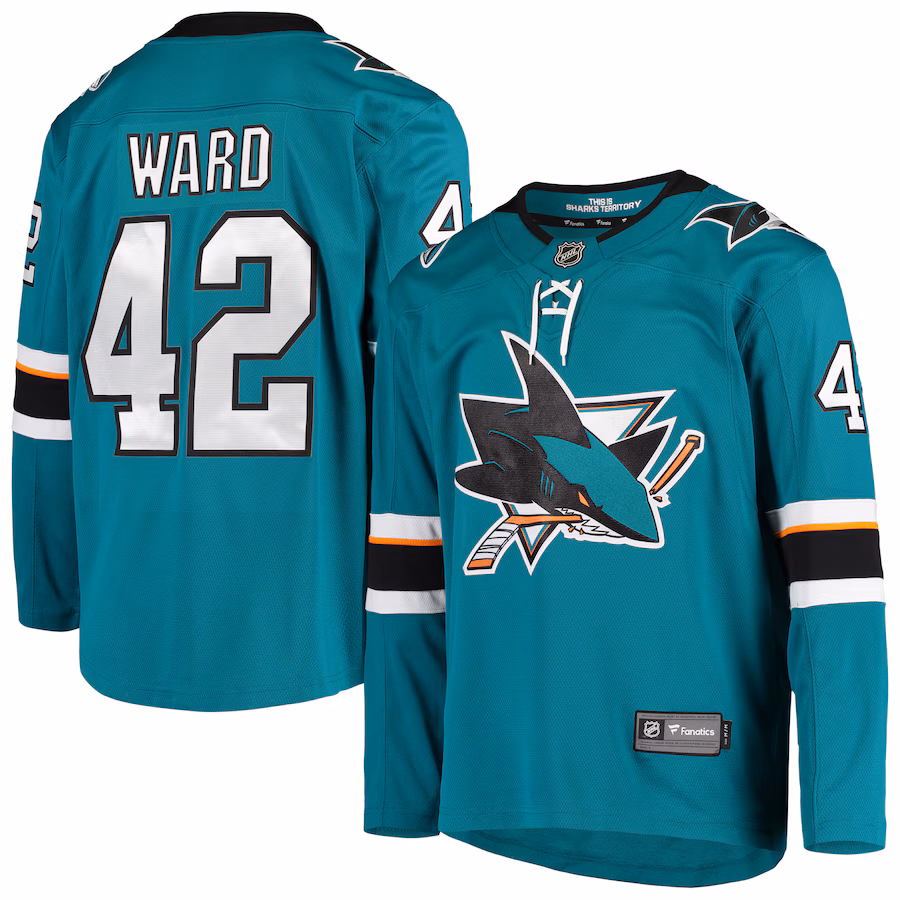 Men's San Jose Sharks Joel Ward Fanatics Teal Breakaway Home Player Jersey - ujerseystore