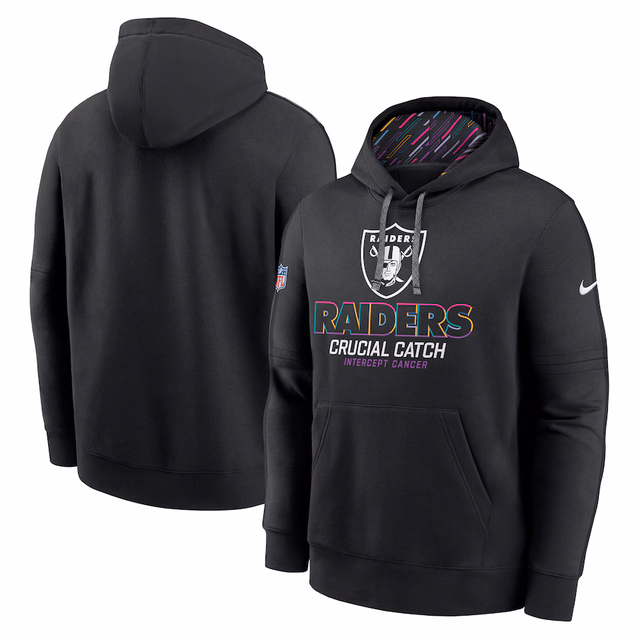 Men's Las Vegas Raiders Nike Black 2024 NFL Crucial Catch Club Pullover Hoodie - ujerseystore
