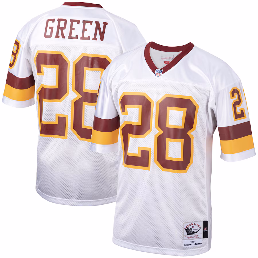 Men's Washington Football Team 1991 Darrell Green Mitchell & Ness White Authentic Throwback Retired Player Jersey - ujerseystore