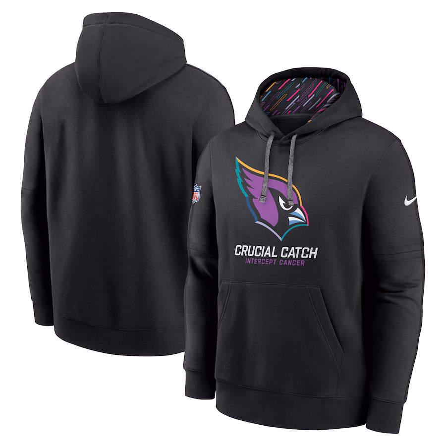 Men's Arizona Cardinals Nike Black 2024 NFL Crucial Catch Club Pullover Hoodie - ujerseystore