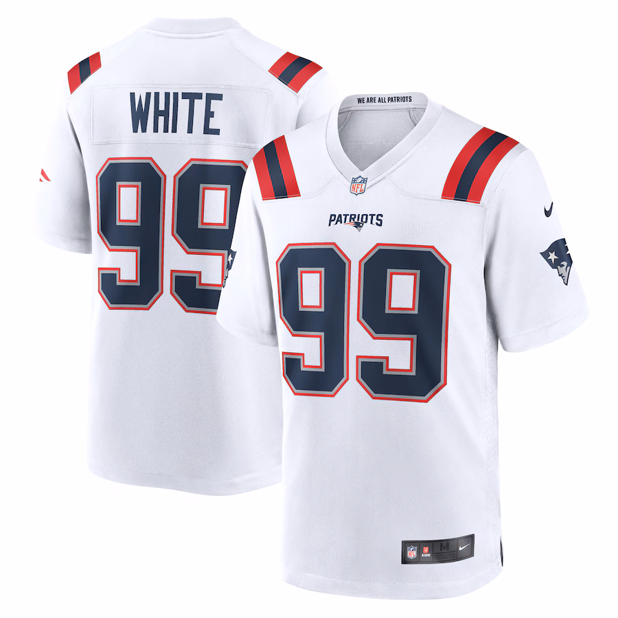 Men's New England Patriots Keion White Nike  White  Game Jersey - ujerseystore