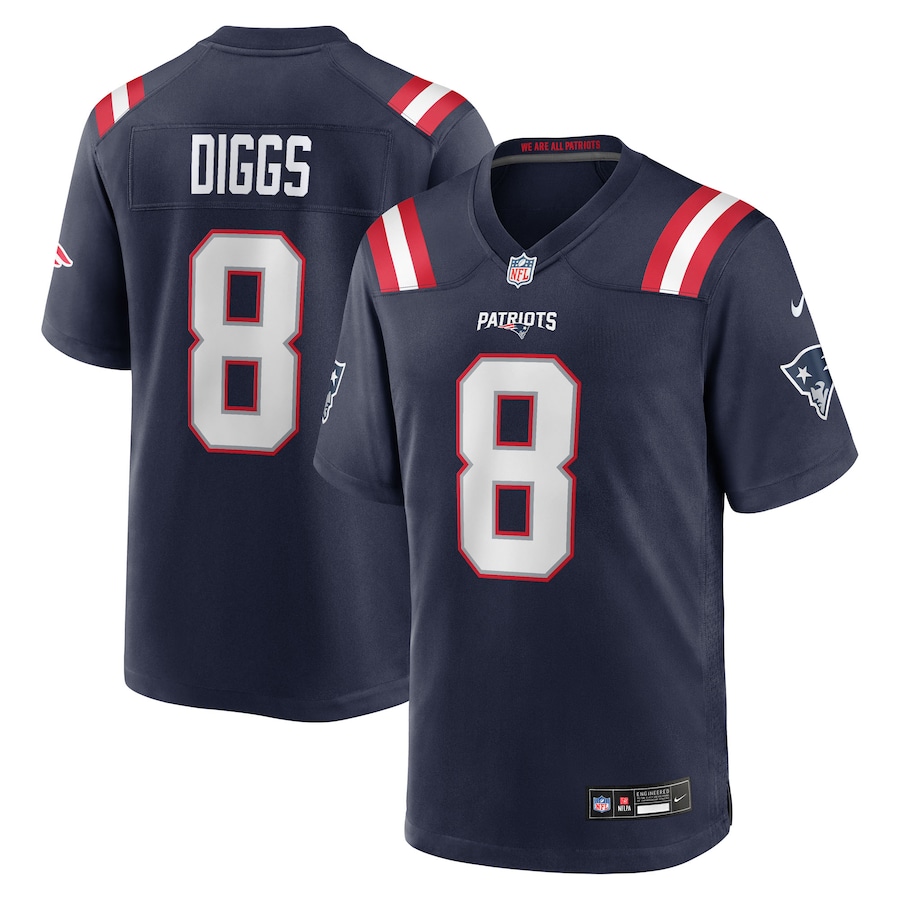 Men's New England Patriots Stefon Diggs Nike Navy Game Jersey - ujerseystore