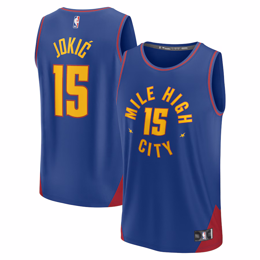 Youth Denver Nuggets Nikola Jokic Fanatics Blue Fast Break Player Jersey - Statement Edition - ujerseystore