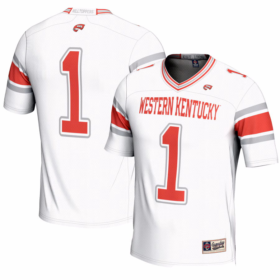 Youth GameDay Greats #1 White Western Kentucky Hilltoppers Endzone Football Jersey - ujerseystore