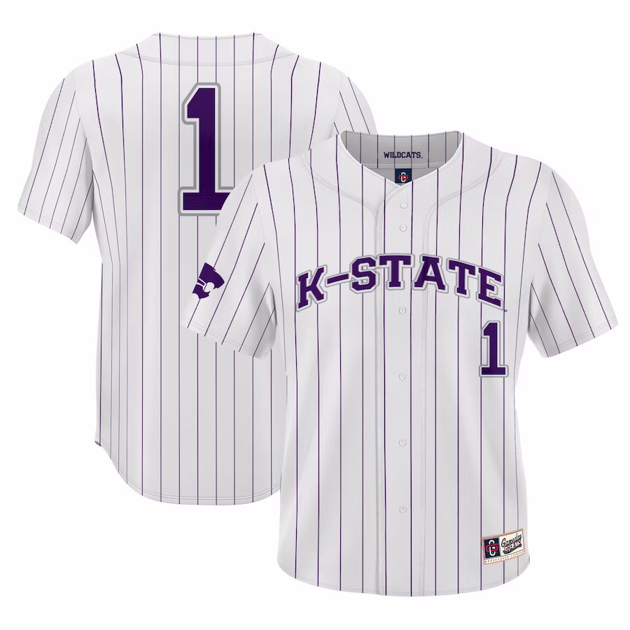#1 Kansas State Wildcats GameDay Greats Youth Lightweight Baseball Jersey - White - ujerseystore