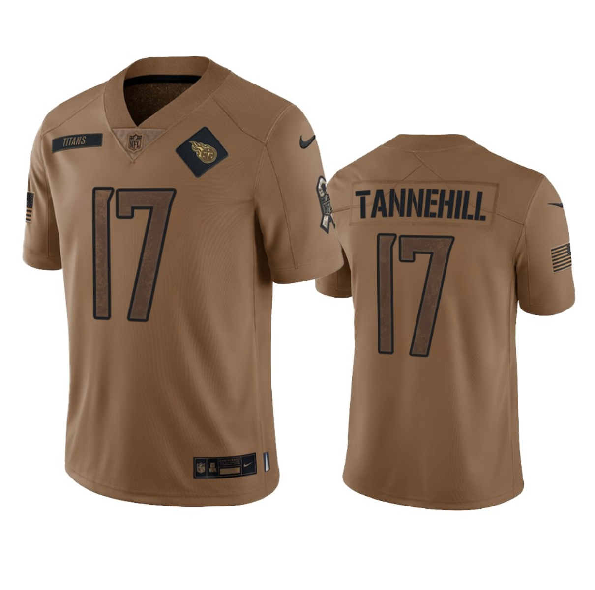 Men's Tennessee Titans #17 Ryan Tannehill 2023 Brown Salute To Service Football Stitched Jersey - ujerseystore