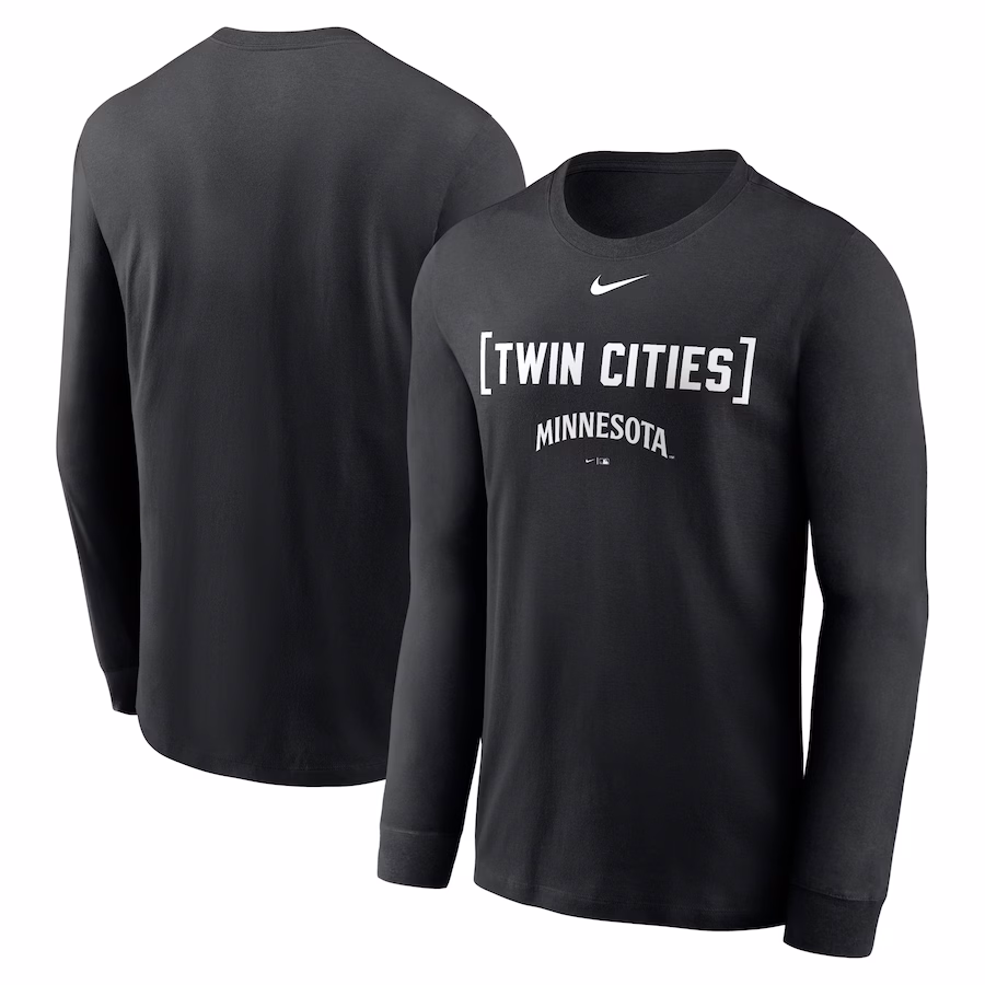 Men's Minnesota Twins Nike Black Local Nickname Long Sleeve T-Shirt - ujerseystore