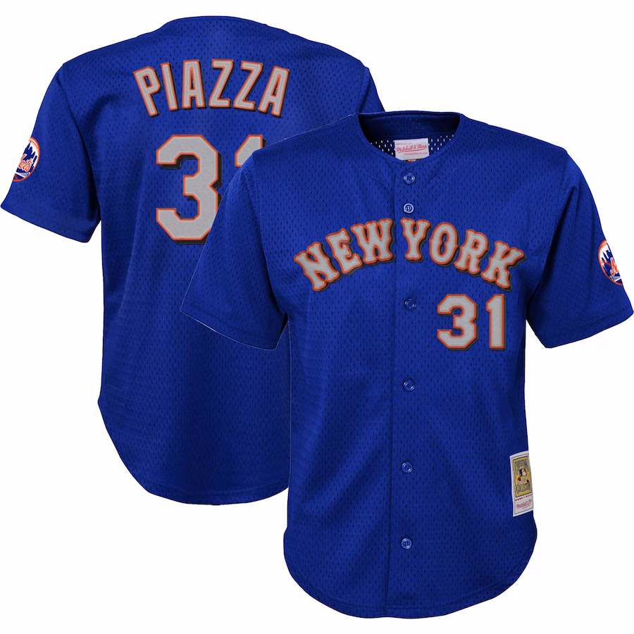 Youth New York Mets Mike Piazza Mitchell & Ness Royal Cooperstown Collection Mesh Batting Practice Jersey - ujerseystore