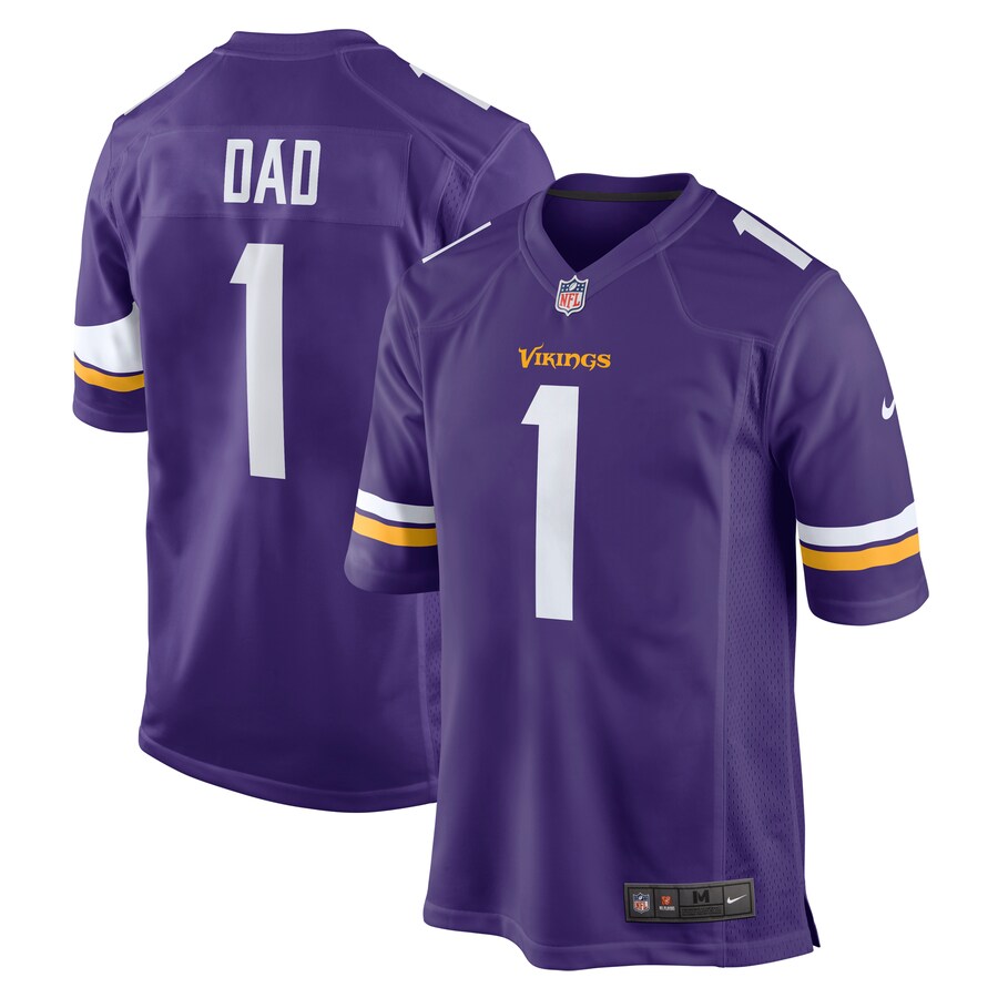Men's Minnesota Vikings Number 1 Dad Nike Purple Game Jersey - ujerseystore