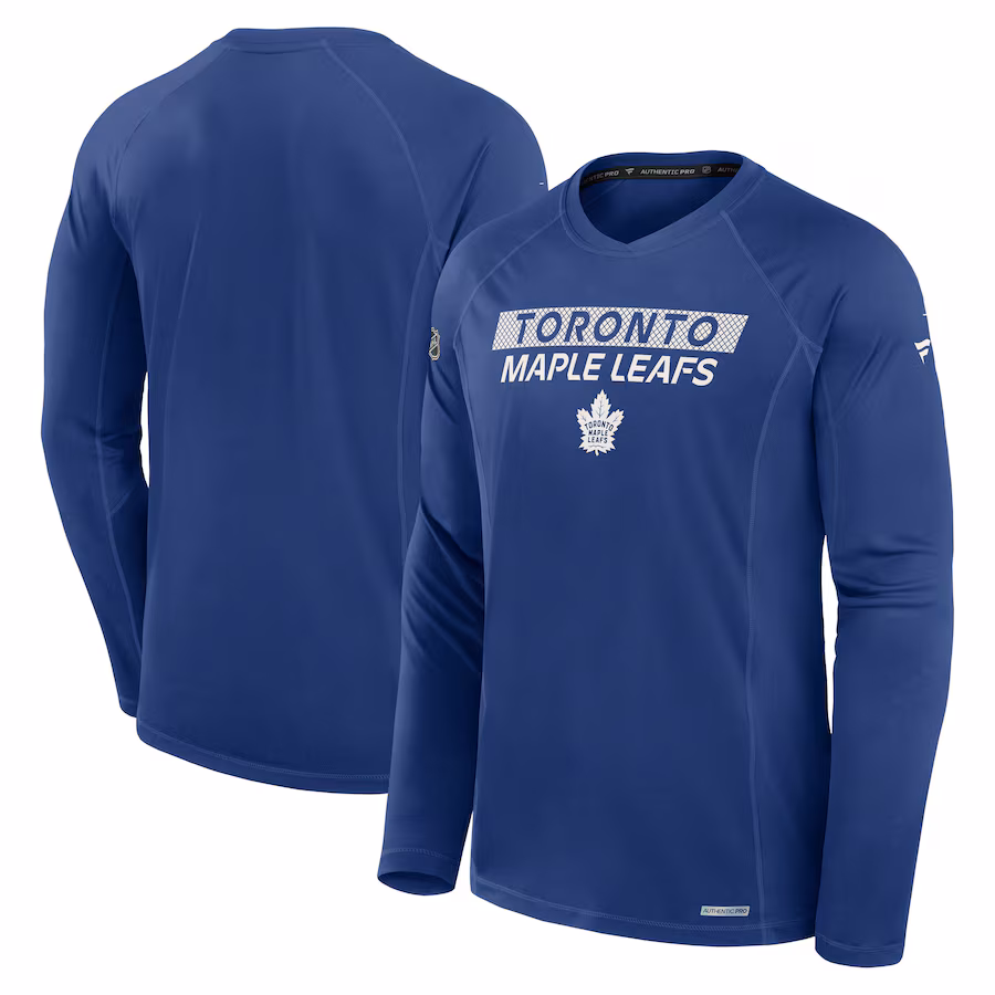 Men's Toronto Maple Leafs Fanatics Blue Authentic Pro Rink Tech Long Sleeve T-Shirt - ujerseystore