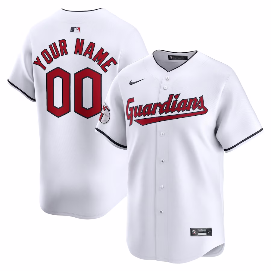 Men's Cleveland Guardians Nike White Home Limited Custom Jersey - ujerseystore