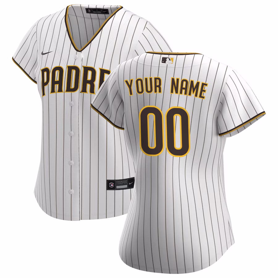 Women's San Diego Padres Nike White Home Replica Custom Jersey - ujerseystore