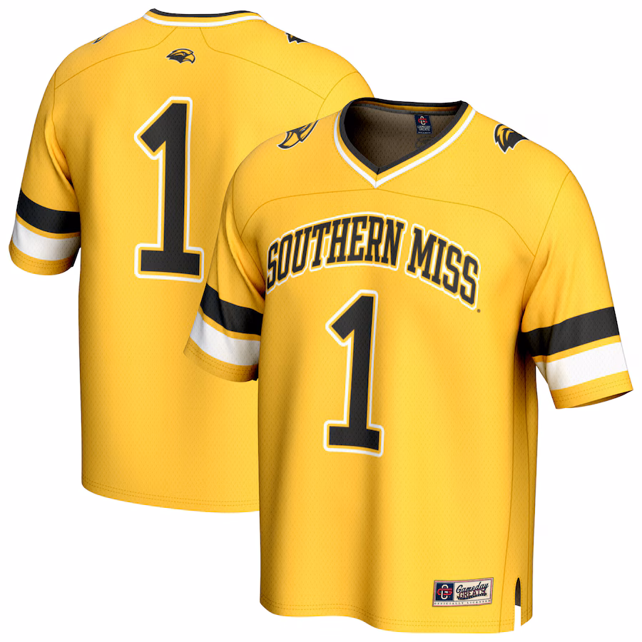 Youth GameDay Greats #1 Gold Southern Miss Golden Eagles Collegiate Football Fashion Jersey - ujerseystore