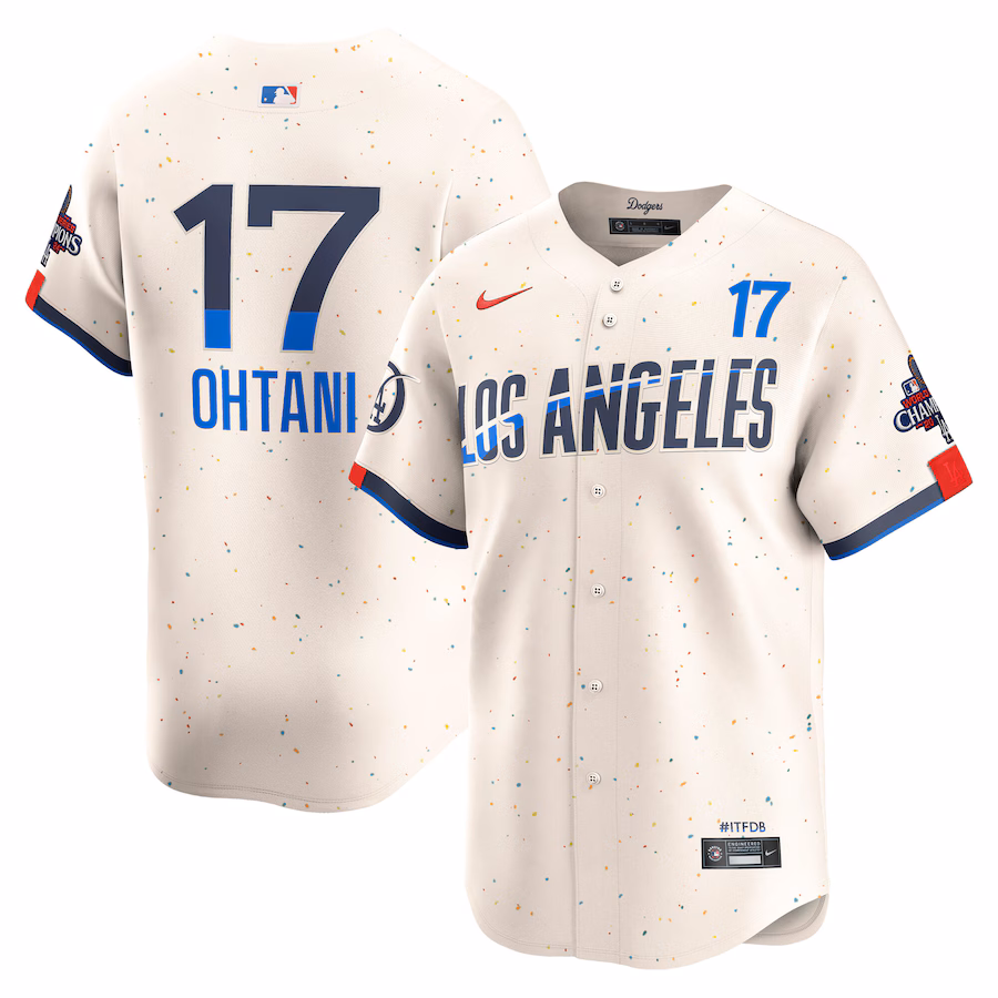 Men's Los Angeles Dodgers Shohei Ohtani Nike Cream 2024 World Series Champions City Connect Limited Player Jersey - ujerseystore