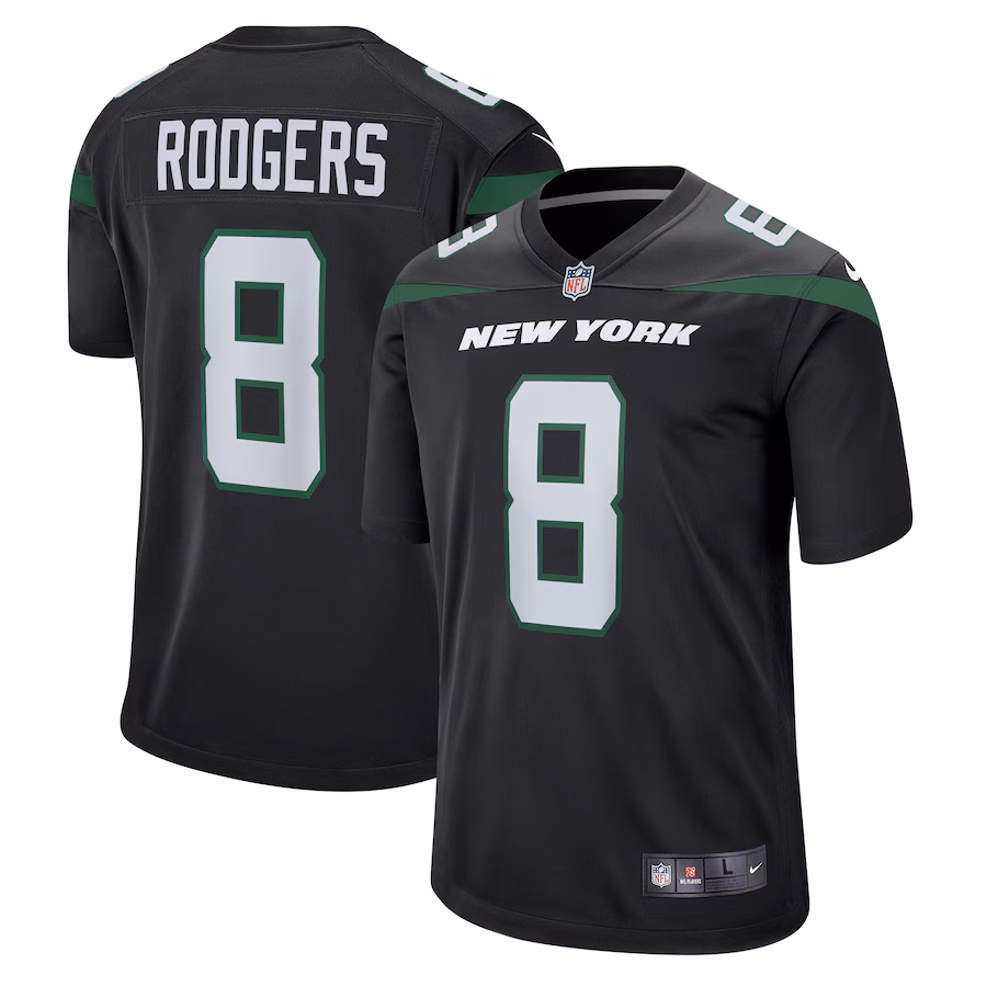 Youth New York Jets Aaron Rodgers Nike Black Game Jersey - ujerseystore