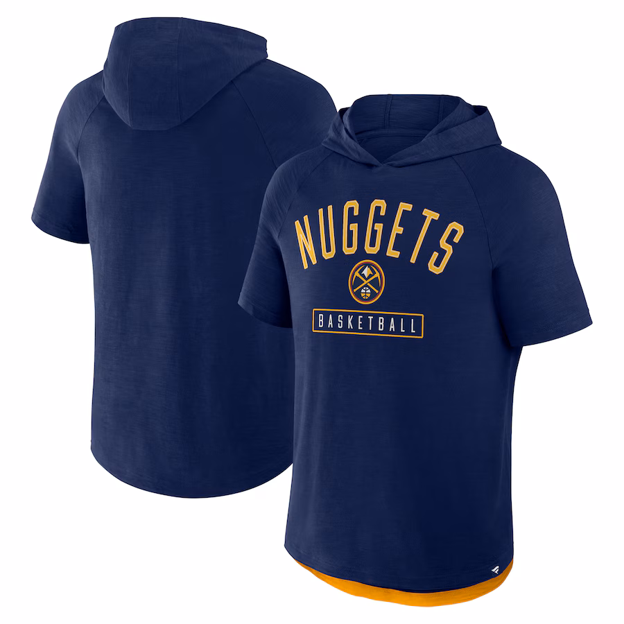 Men's Denver Nuggets Fanatics Athletic Navy Pass Legend Hooded T-Shirt - ujerseystore