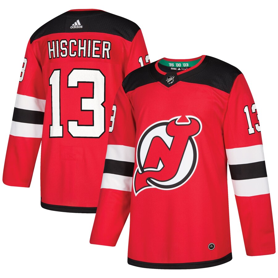 Men's New Jersey Devils Nico Hischier adidas Red Authentic Player Jersey - ujerseystore