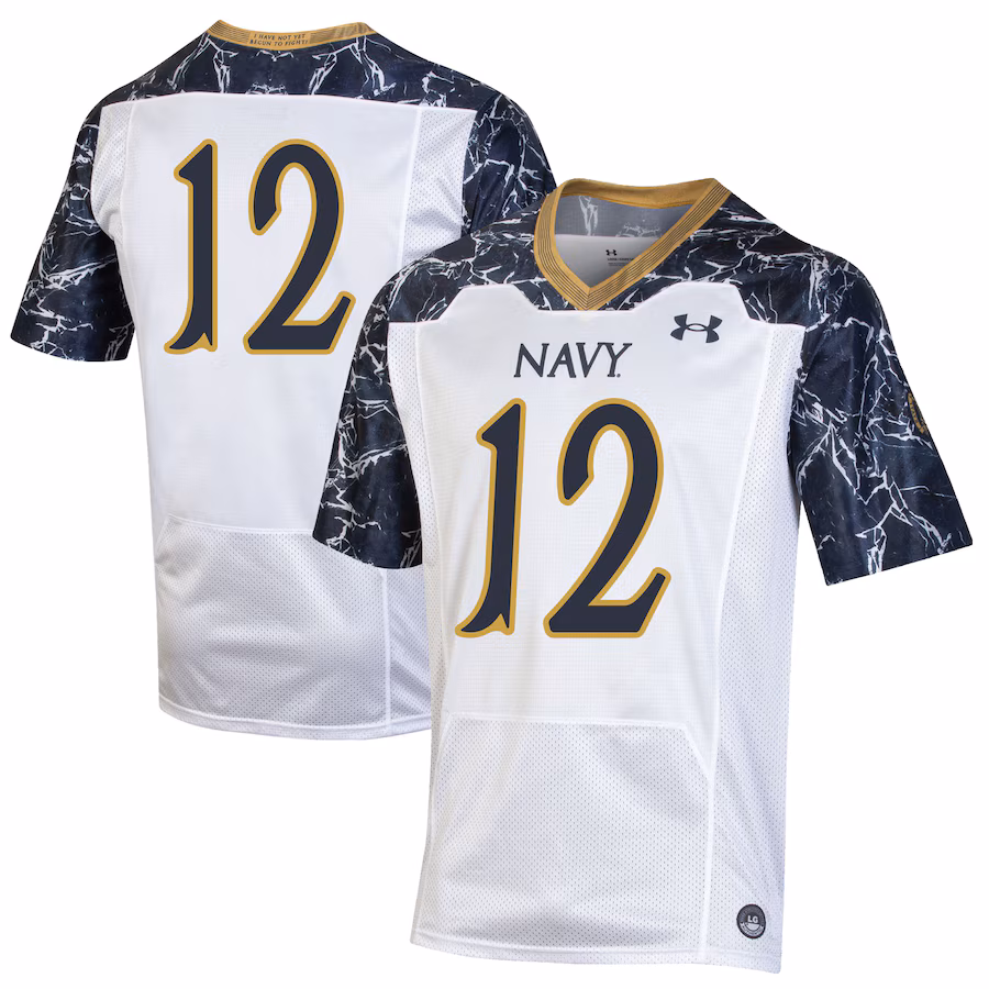 Women's Under Armour #12 White/Navy Navy Midshipmen 175 Years Special Game Replica Jersey - ujerseystore