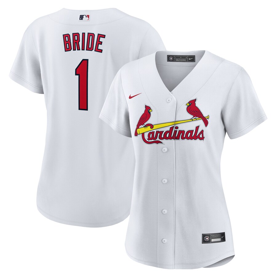 Women's St. Louis Cardinals Nike White #1 Bride Home Replica Jersey - ujerseystore