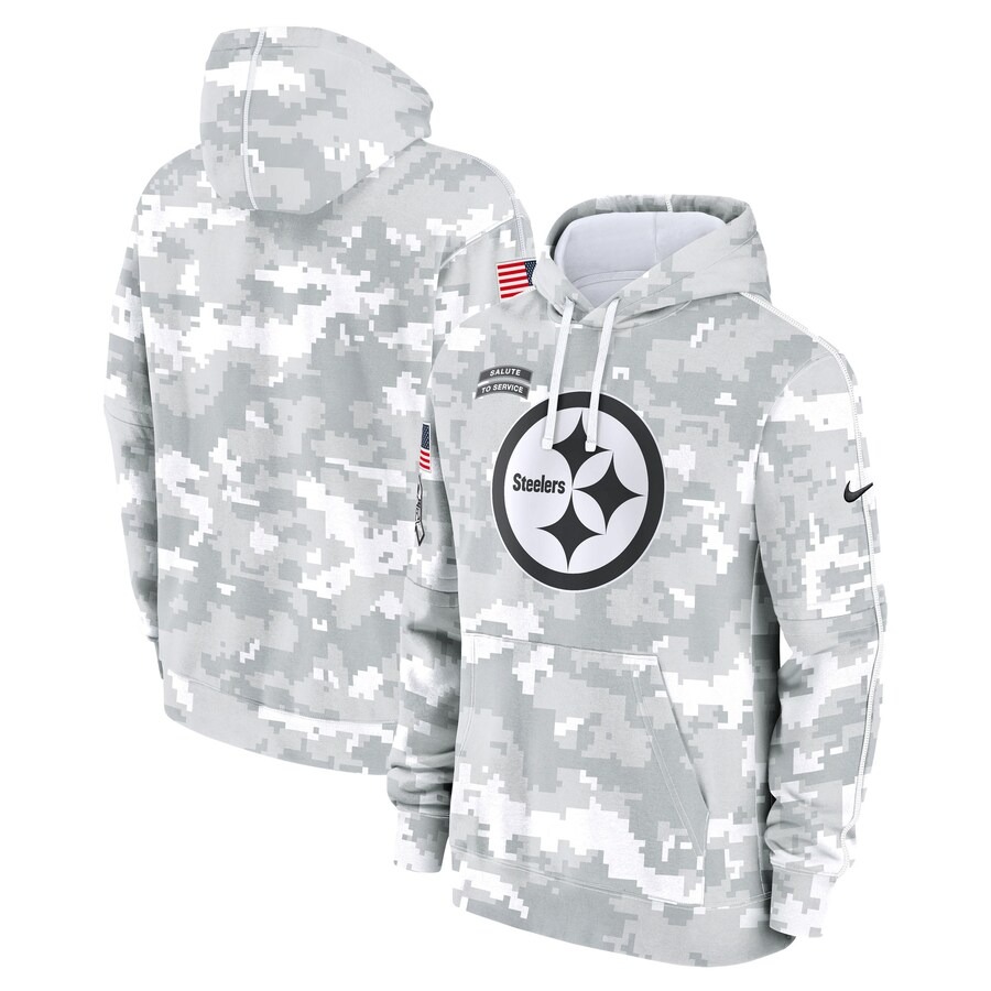 Men's Pittsburgh Steelers Nike Arctic Camo 2024 Salute To Service Big & Tall Club Fleece Pullover Hoodie - ujerseystore