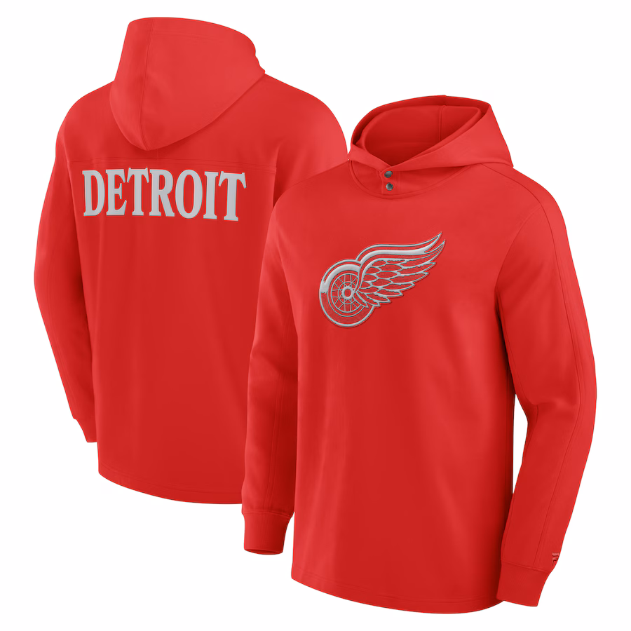 Men's Detroit Red Wings Fanatics Red Elements Blaze Tri-Blend Long Sleeve Hoodie T-Shirt - ujerseystore