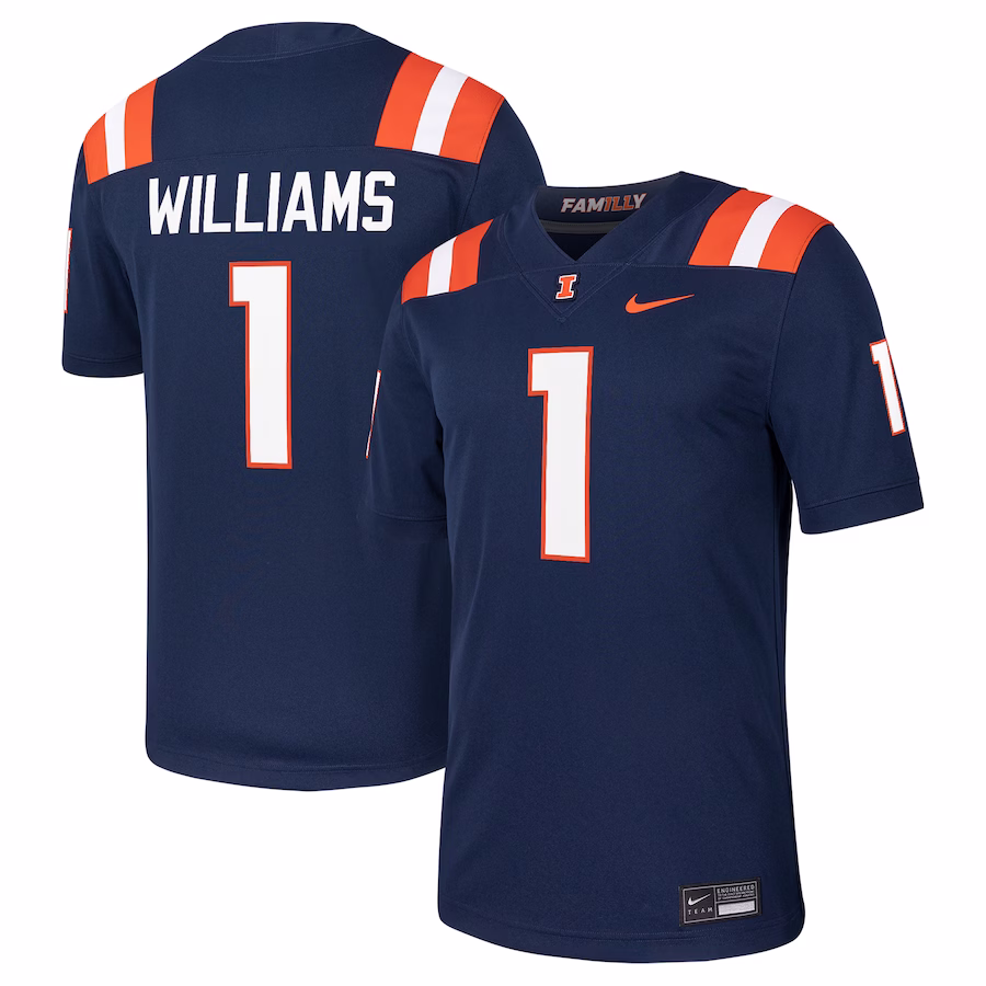 Isaiah Williams Illinois Fighting Illini Nike NIL Football Player Jersey - Navy - ujerseystore