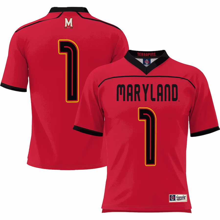 #1 Maryland Terrapins GameDay Greats Youth Men's Lacrosse Lightweight Fashion Jersey - Red - ujerseystore