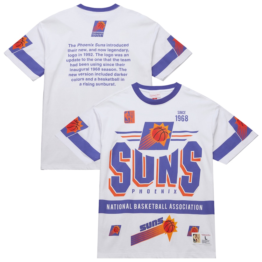 Unisex Phoenix Suns  Mitchell & Ness White Hardwood Classics Vintage Team Origins Premium T-Shirt - ujerseystore