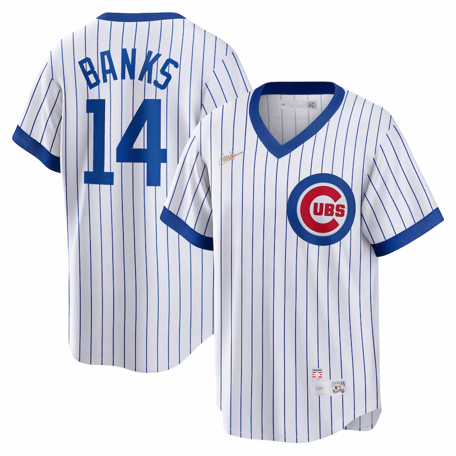 Men's Chicago Cubs Ernie Banks Nike White Home Cooperstown Collection Player Jersey - ujerseystore