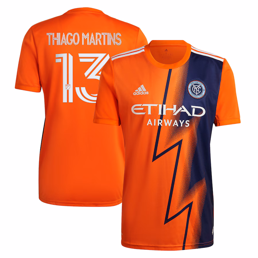 Men's New York City FC Thiago Martins adidas Orange 2023 The Volt Kit Replica Player Jersey - ujerseystore