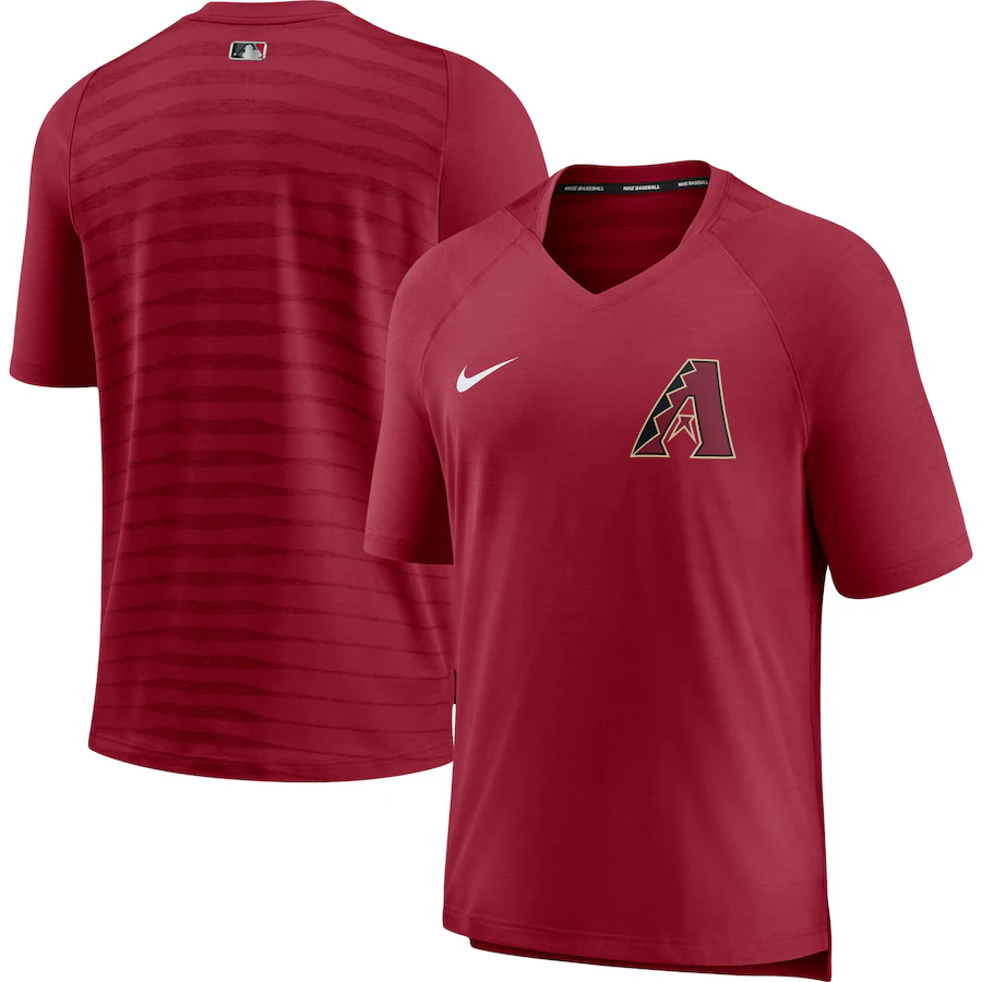 Men's Arizona Diamondbacks Nike Red Authentic Collection Pregame Performance V-Neck T-Shirt - ujerseystore