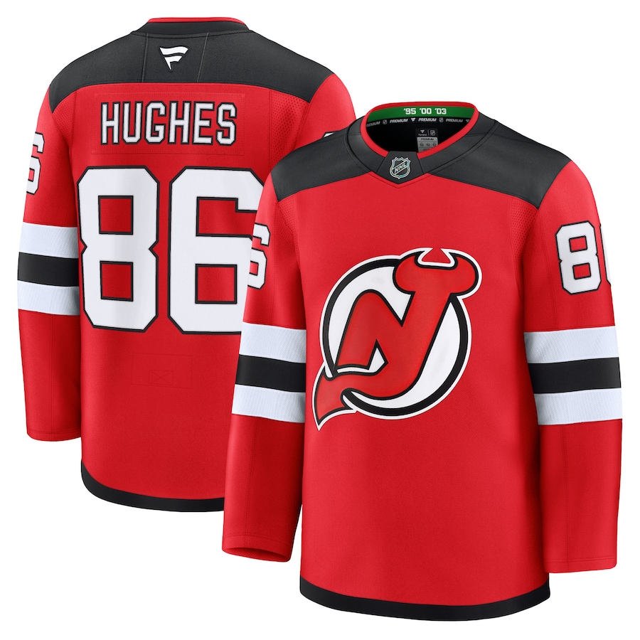 Men's New Jersey Devils Jack Hughes Fanatics Red Home Premium Jersey - ujerseystore