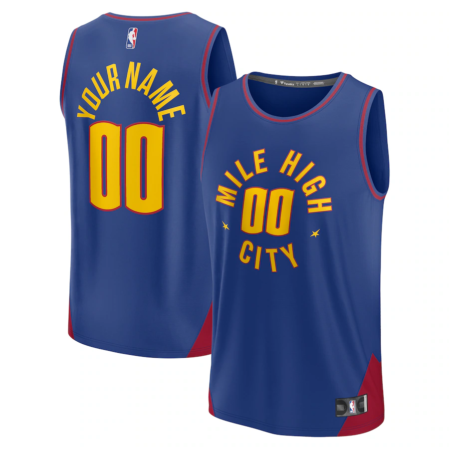 Men's Denver Nuggets  Fanatics Blue 2022/23 Fast Break Custom Replica Jersey - Statement Edition - ujerseystore