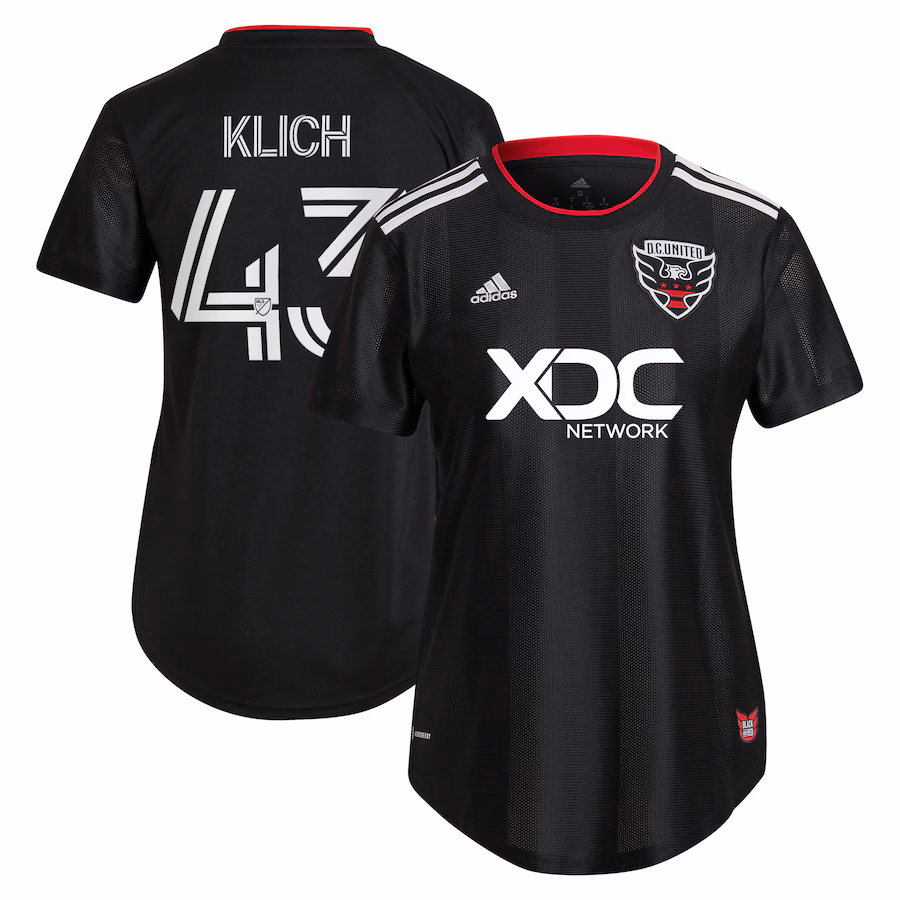 Women's D.C. United Mateusz Klich adidas Black 2023 Red & Black Kit Replica Player Jersey - ujerseystore