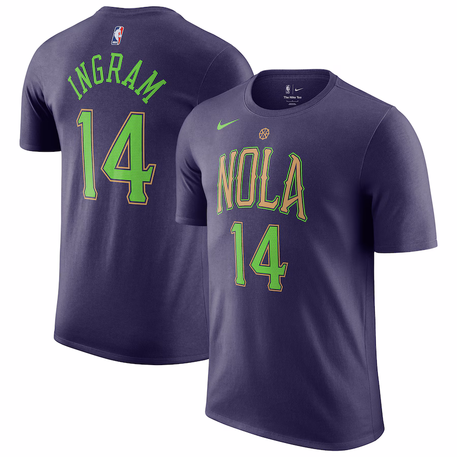 Men's New Orleans Pelicans Brandon Ingram Nike Purple 2024/25 City Edition Name & Number T-Shirt - ujerseystore