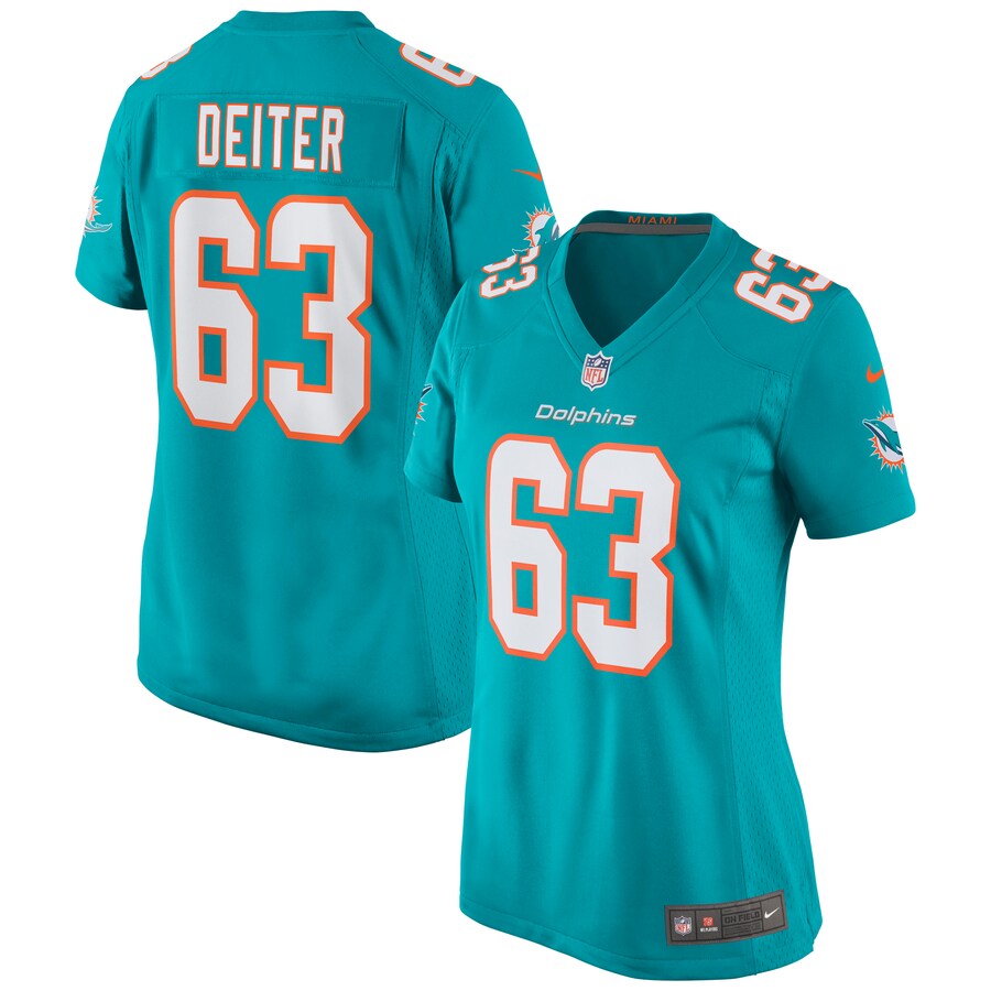 Women's Miami Dolphins Michael Deiter Nike Aqua Game Jersey - ujerseystore