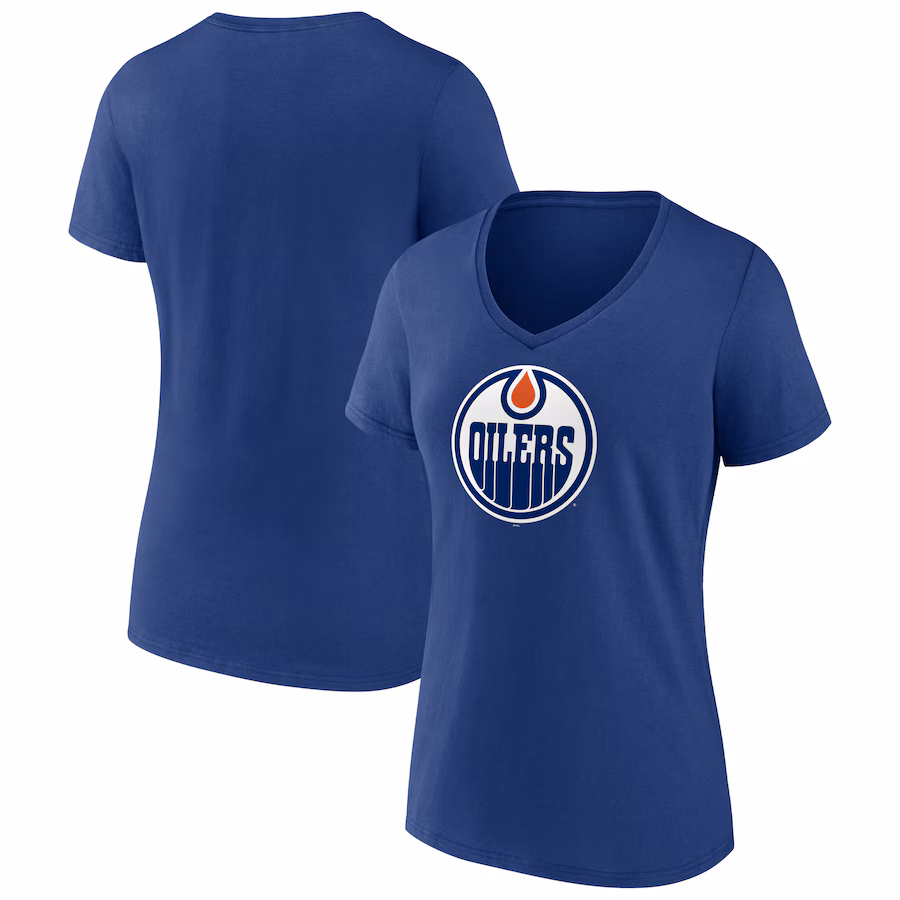 Women's Edmonton Oilers Blue Primary Logo T-Shirt - ujerseystore