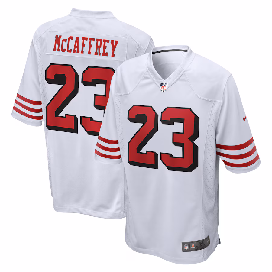 Men's San Francisco 49ers Christian McCaffrey Nike White Game Jersey - ujerseystore