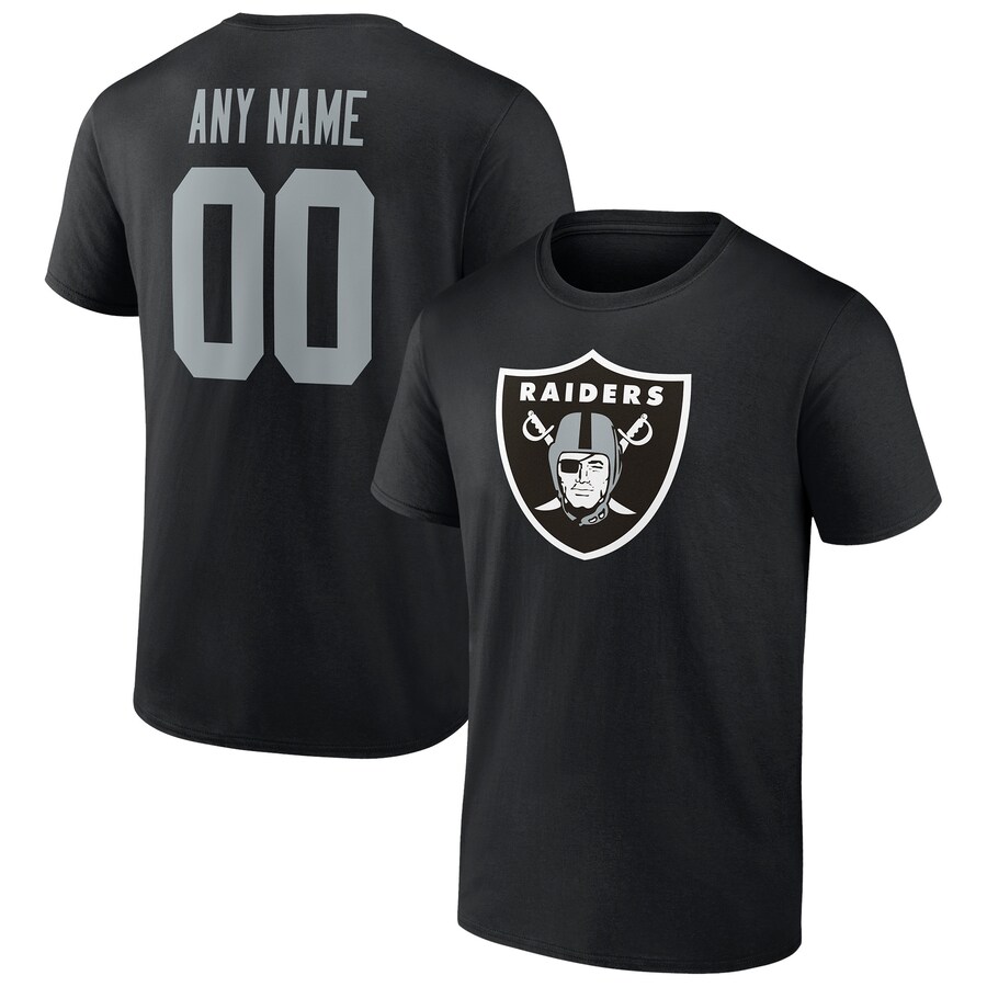 Men's Las Vegas Raiders Black Team Authentic Personalized Name & Number T-Shirt - ujerseystore