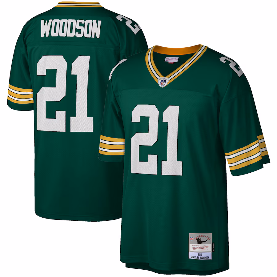 Men's Green Bay Packers Charles Woodson Mitchell & Ness Green Legacy Replica Jersey - ujerseystore