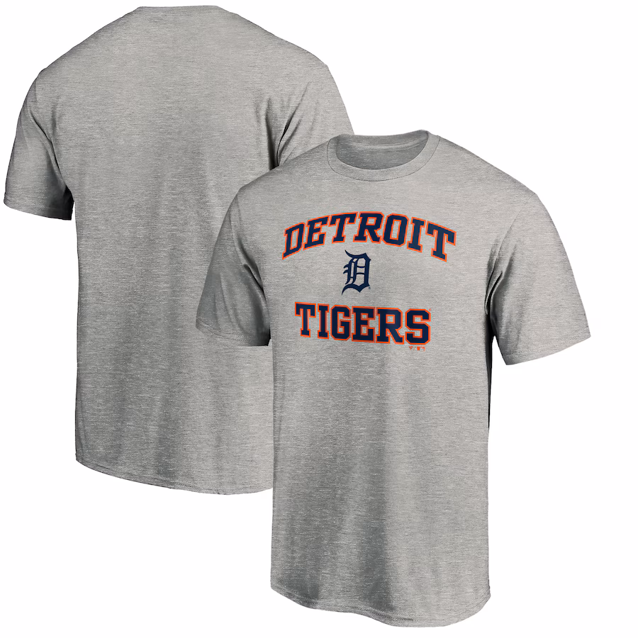 Men's Detroit Tigers Fanatics MTO Label Heather Gray Heart & Soul T-Shirt - ujerseystore