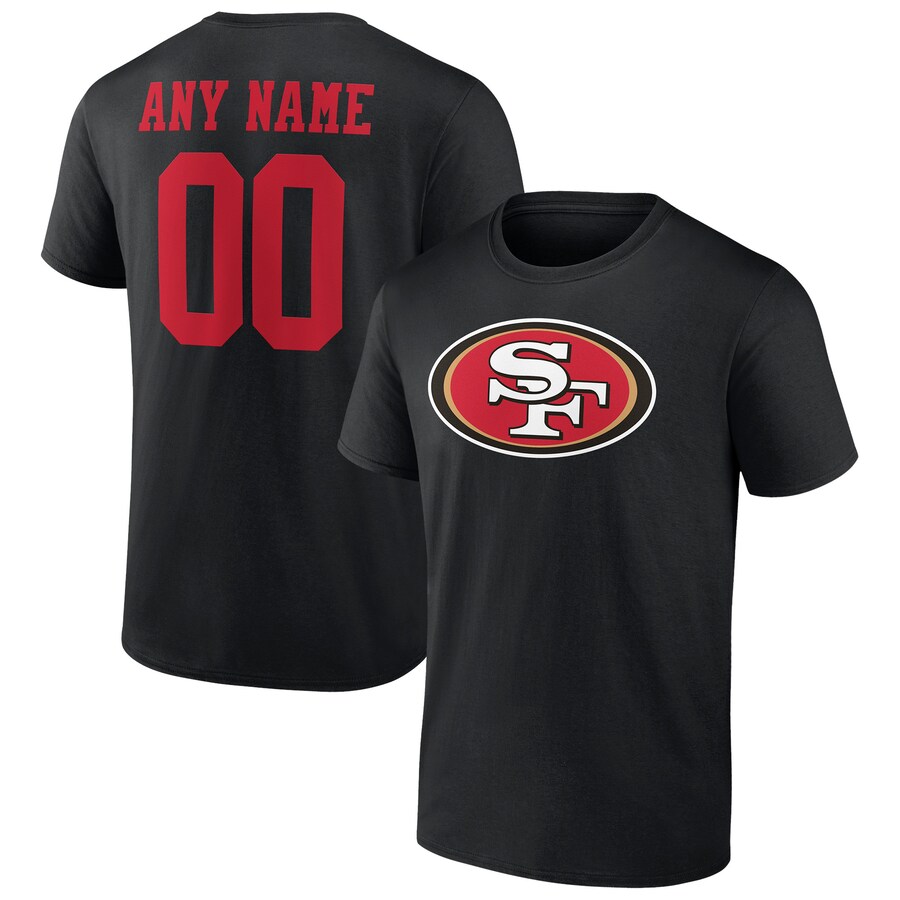 Men's San Francisco 49ers Black Team Authentic Logo Personalized Name & Number T-Shirt - ujerseystore