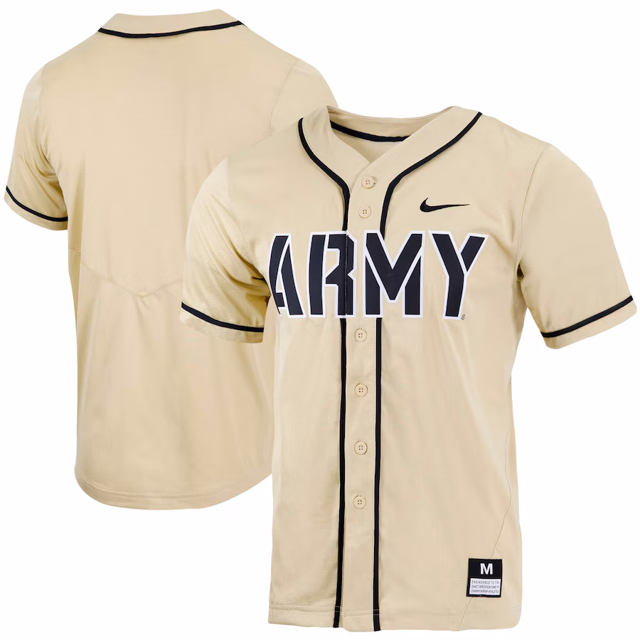 Men's Nike Gold Army Black Knights Replica Full-Button Baseball Jersey - ujerseystore